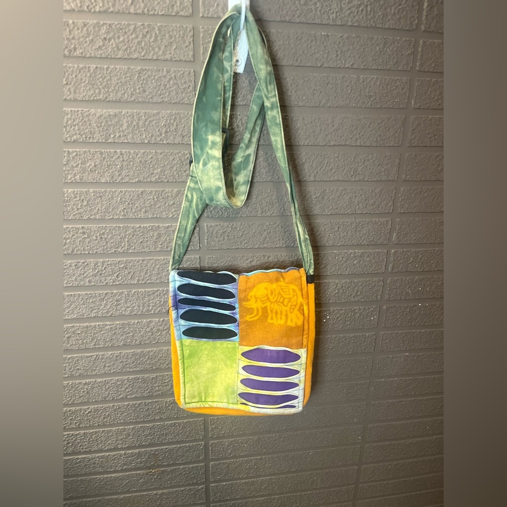 Boho Patchwork Crossbody Bag • Elephant Design • Made in Nepal